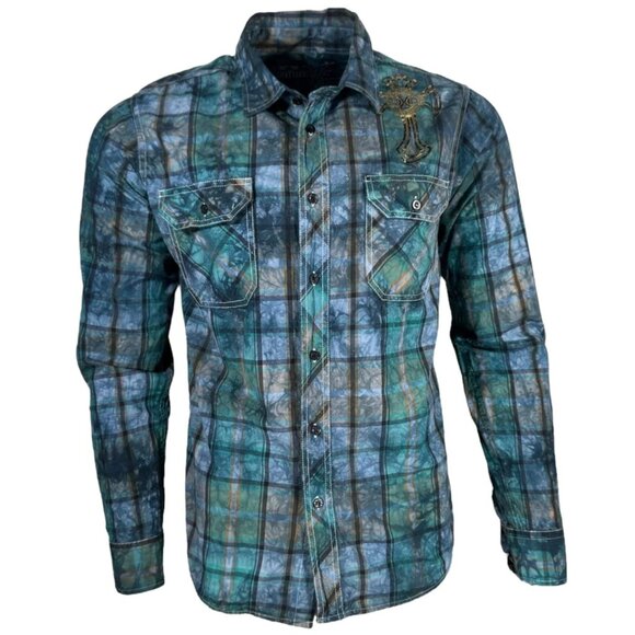 Xtreme Couture by Affliction Men's Button Down Shirt Gilded Cross - Picture 2 of 10